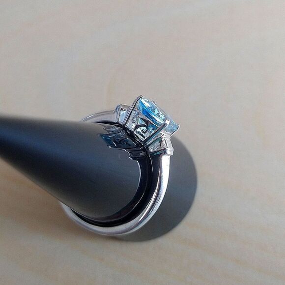 Sky Blue Topaz Solitaire Ring - Picture 6 of 12